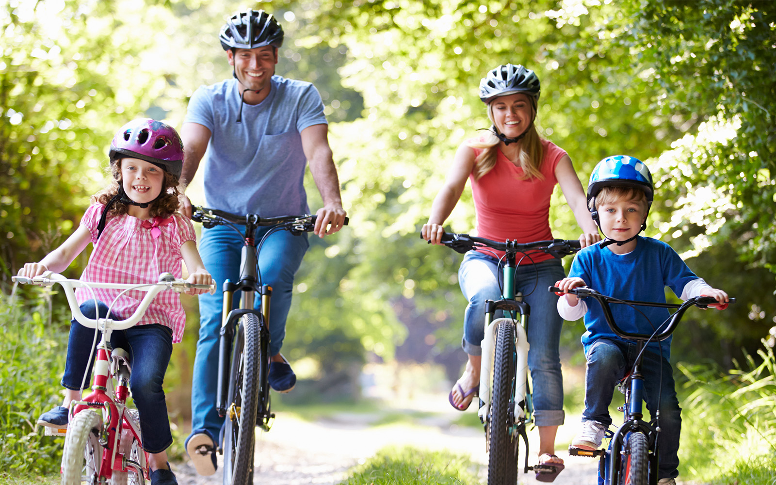 A family on a bike ride