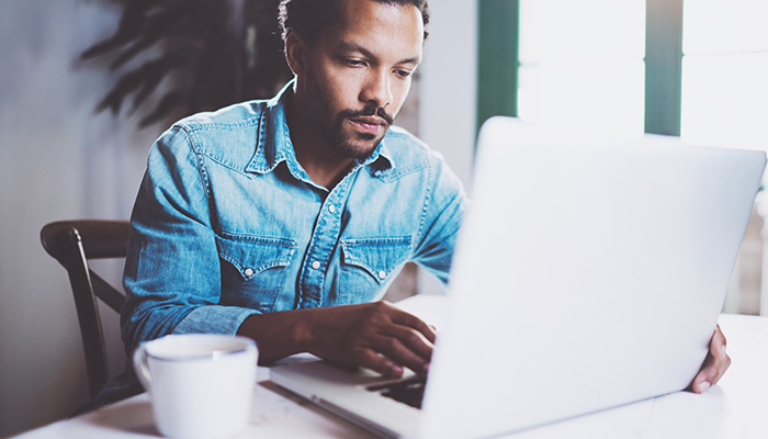 Person looking at their computer