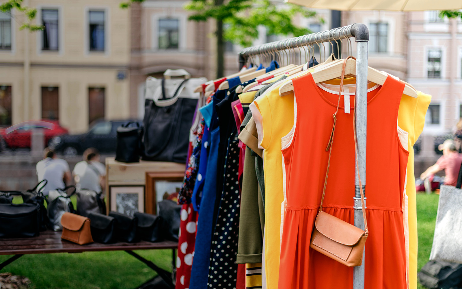 Clothing rack at a resale market