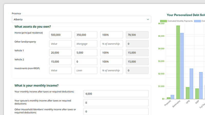 Debt Calculator screen grab