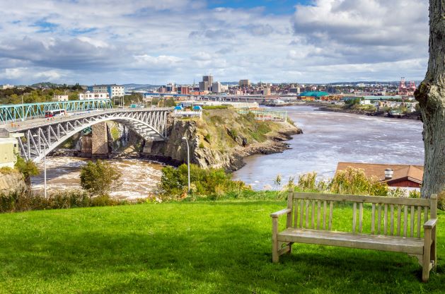 View of Saint John from a park overlooking the water