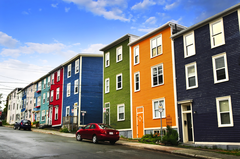 Street of iconic colourful houses in St. John's